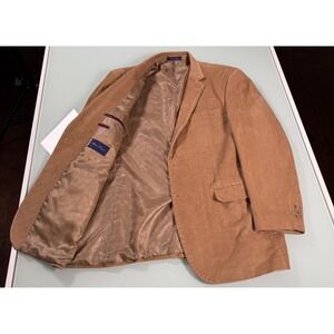 ALAN FLUSSER Corduroy Blazer Mens 46R Camel Brown Sport Coat 100% Cotton